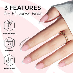 Modelones kit contents with glue tabs file and cuticle stick for complete prep