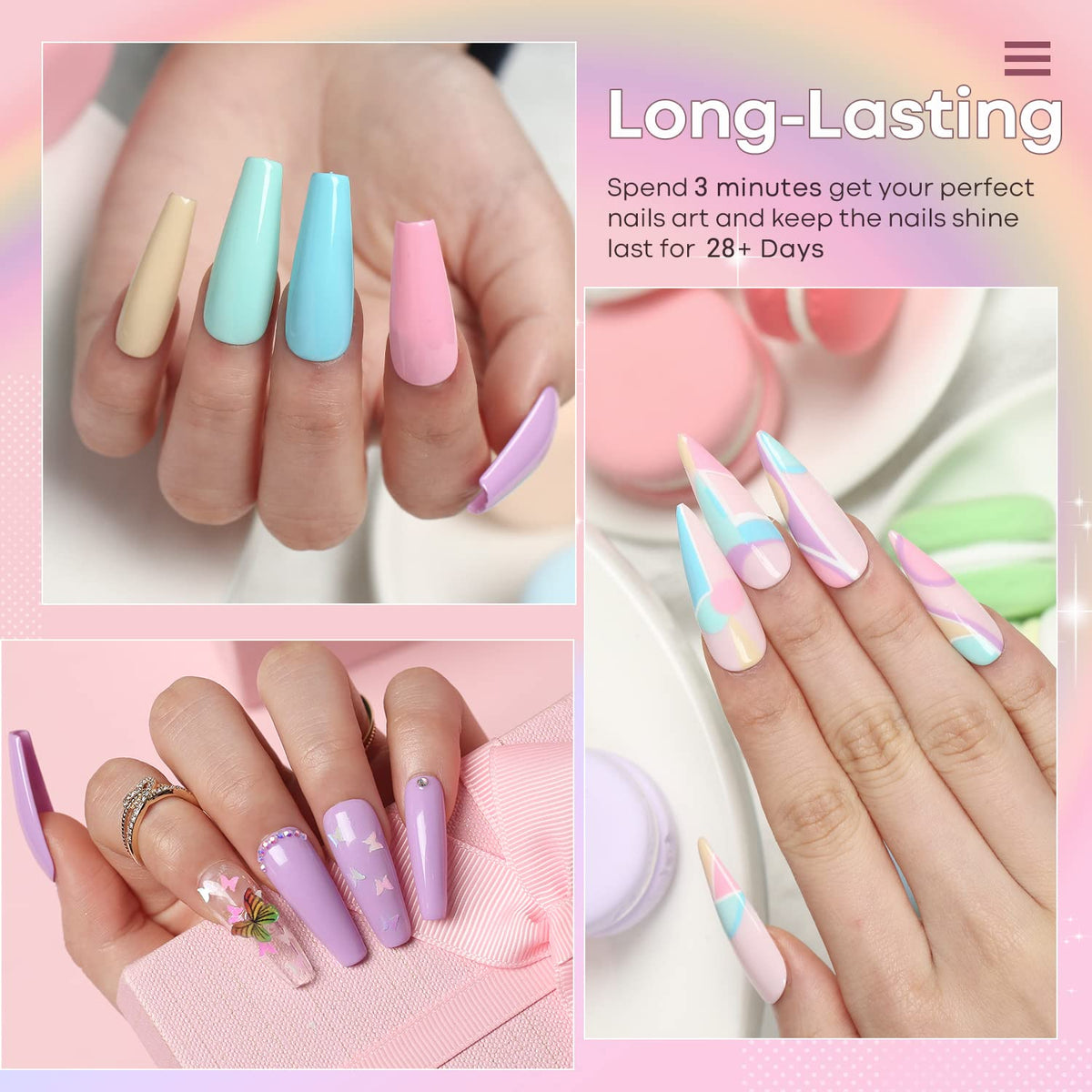 modelones cured nails on hand featuring glossy pastel manicure for long-lasting style benefit