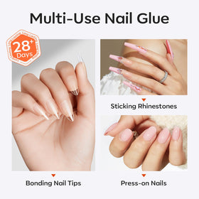 modelones using glue to attach rhinestone showing durable decorative adhesion