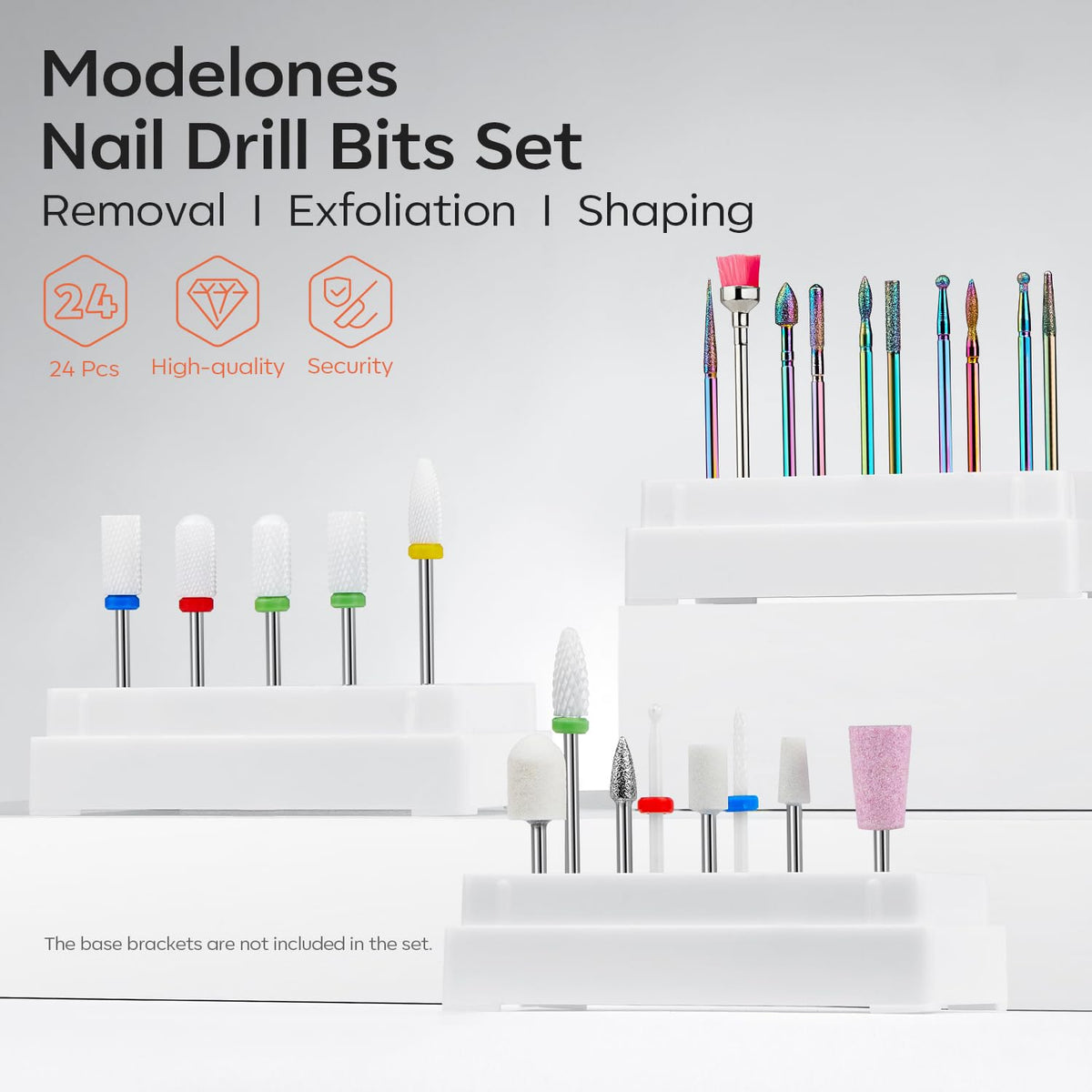 Modelones diamond and carbide bits close-up highlighting grit detail for efficient acrylic removal