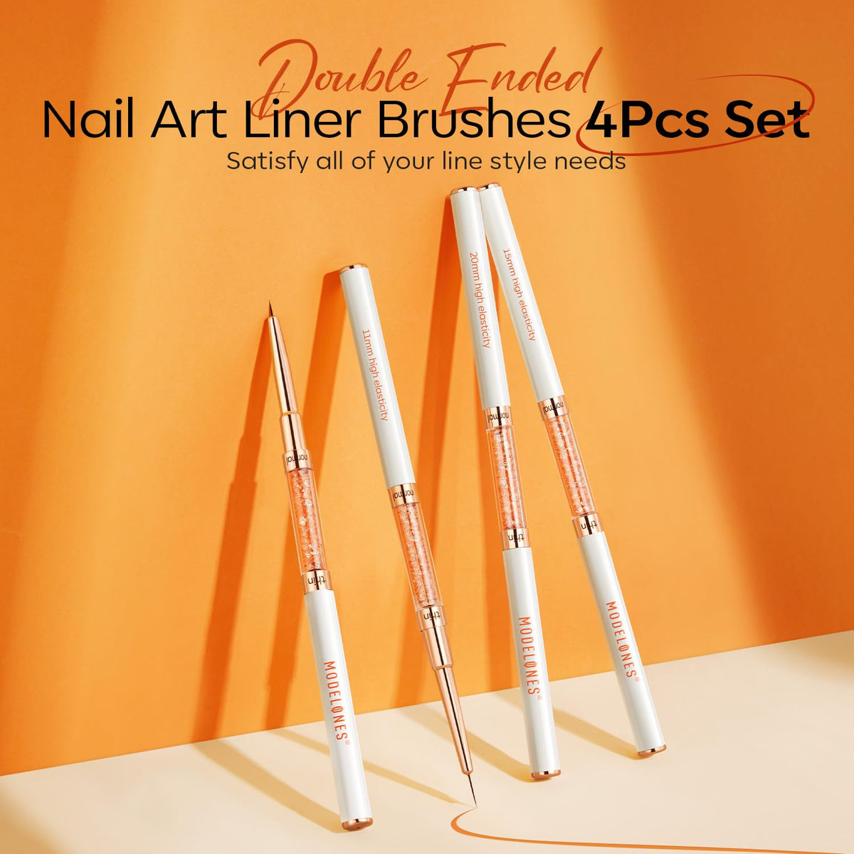 modelones close view of dual-ended brush tips showing two bristle thicknesses for versatility