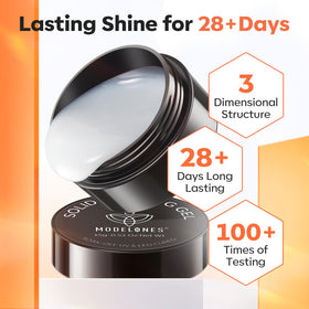modelones side view of gel extension demonstrating benefit flexible, chip-resistant finish