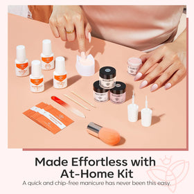 modelones finished nails lifestyle shot showing glossy neutral manicure result