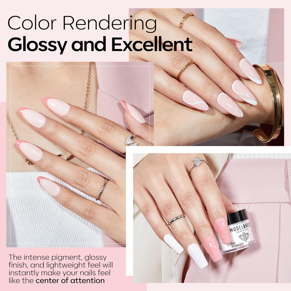 Modelones step-by-step French tip demo on a practice finger for clean lines