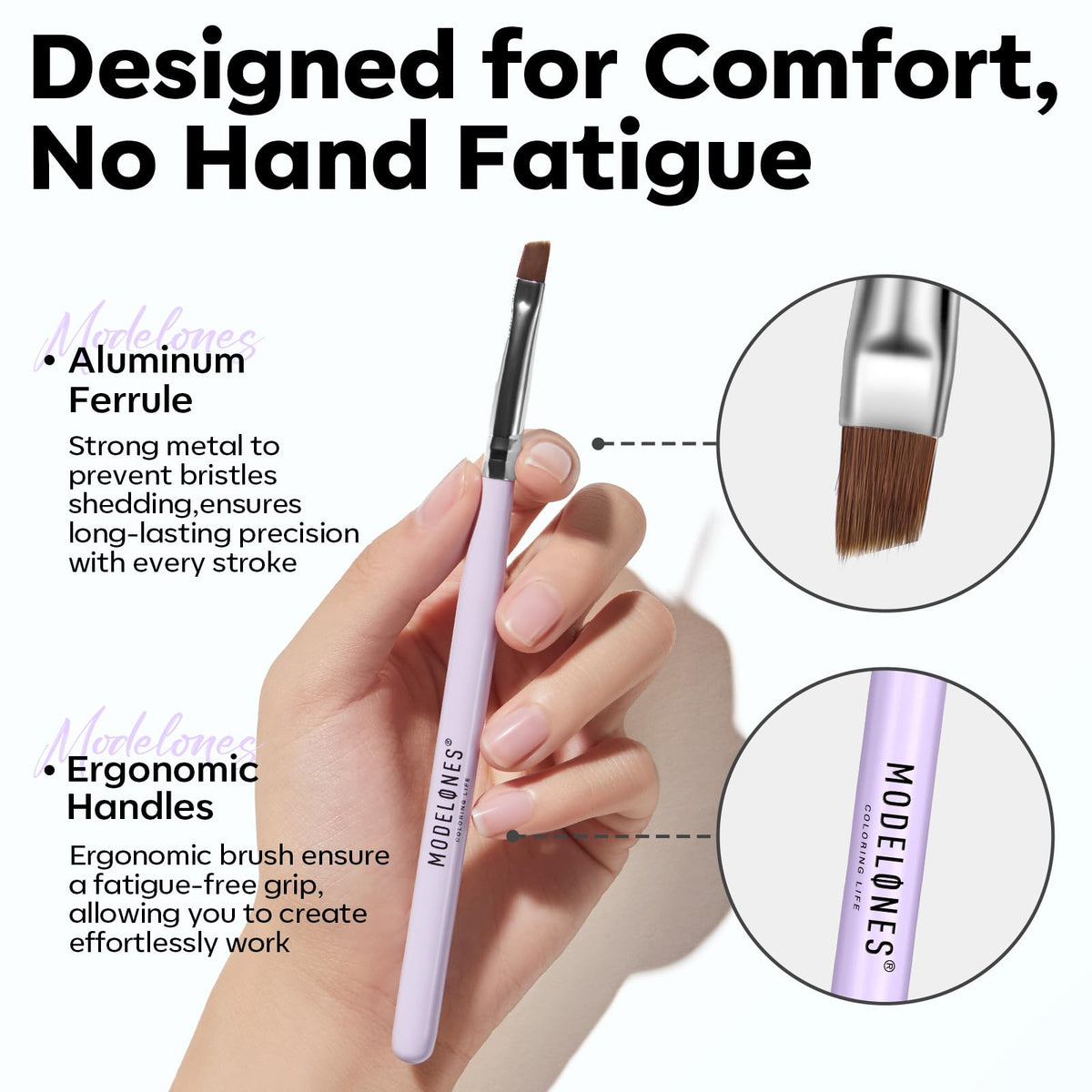 modelones creating a French tip smile line with dedicated brush showing crisp edges and neat finish