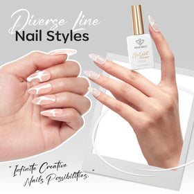 modelones finished French tip manicure demonstrating crisp white smile