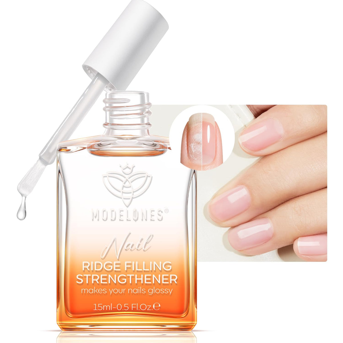 modelones clear 15ml bottle front view showing compact size and label benefit