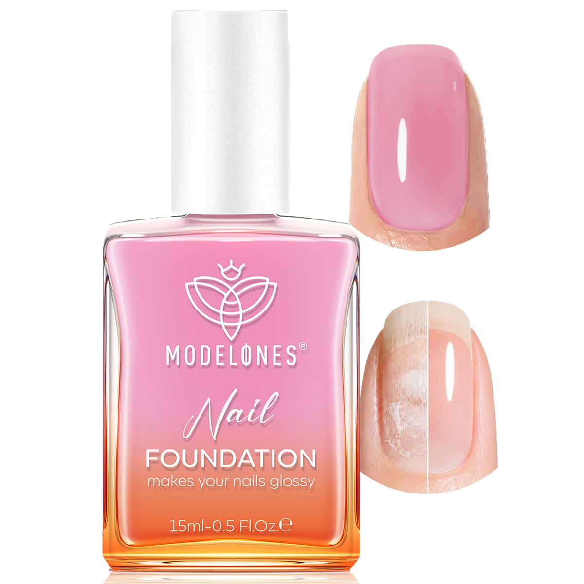 modelones front bottle showing purple pink tint and glossy finish benefit