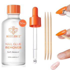 Modelones front bottle showing 50 ml remover for quick adhesive softening