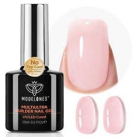 modelones bottle front view showing glossy nude finish and no-top-coat benefit