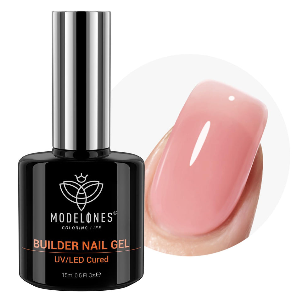modelones front packaging showing product and peachy pink shade benefit durable finish