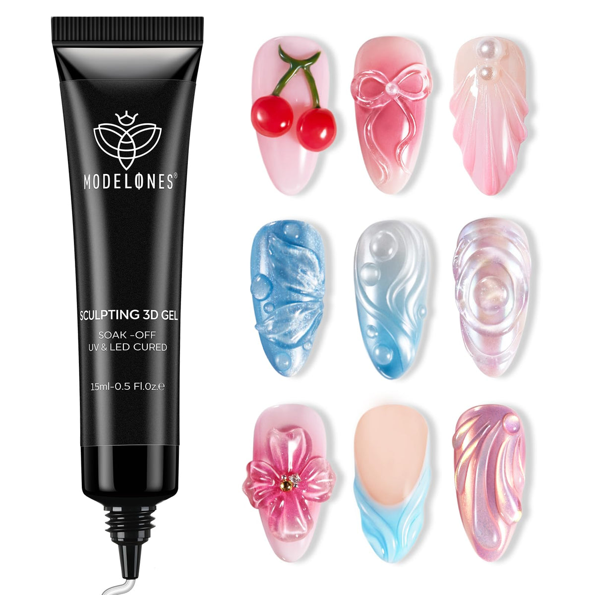 Modelones front packaging showing clear 3D gel tube and label, highlights product clarity
