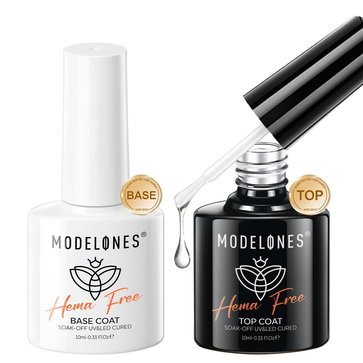 modelones front packaging showing clear HEMA-free gel set and benefits