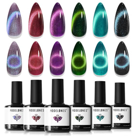 modelones front packaging shows six glitter gel bottles, easy shade choice