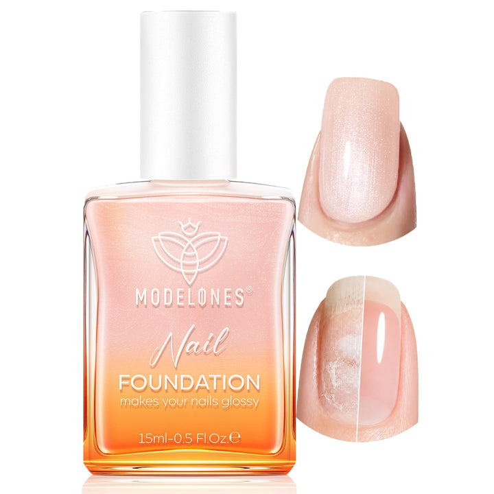 modelones front packaging showing glitter nude polish and cosmetic appeal