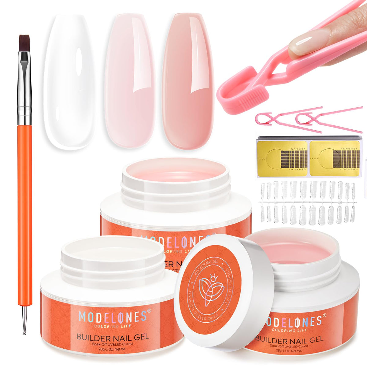 modelones front packaging kit showing included gels and tools for professional results