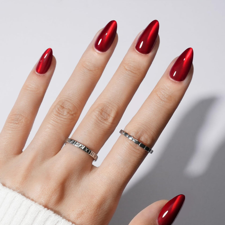 modelones front packaging showing red cat eye nails and kit contents benefit quick start
