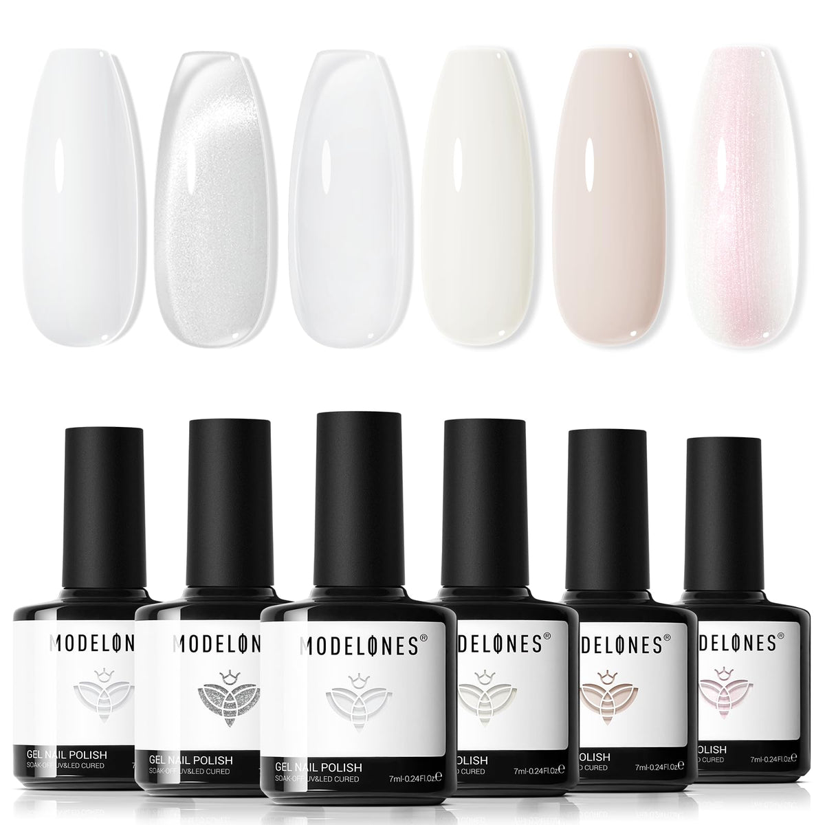 modelones front packaging showing the six-color white gel set and kit benefit