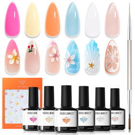 modelones front packaging showing six gel polish bottles and stickers for easy gifting
