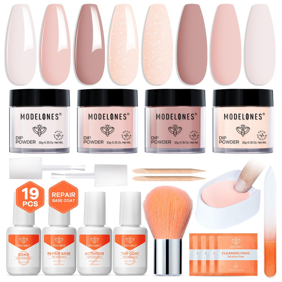modelones front packaging showing complete dip powder kit and organized contents