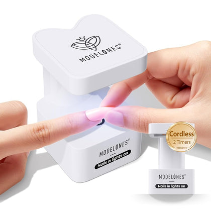 modelones front view compact UV lamp showing compact curing area and portability