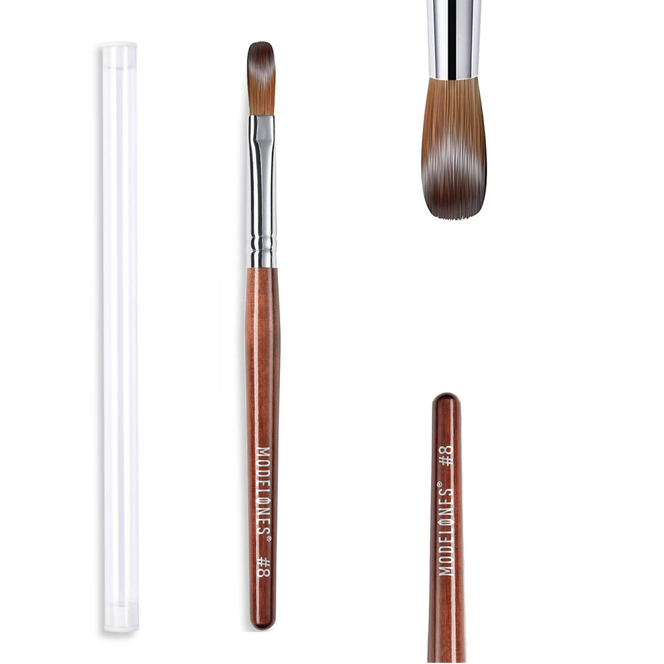 modelones front view showing hardwood handle and full bristle head for salon precision
