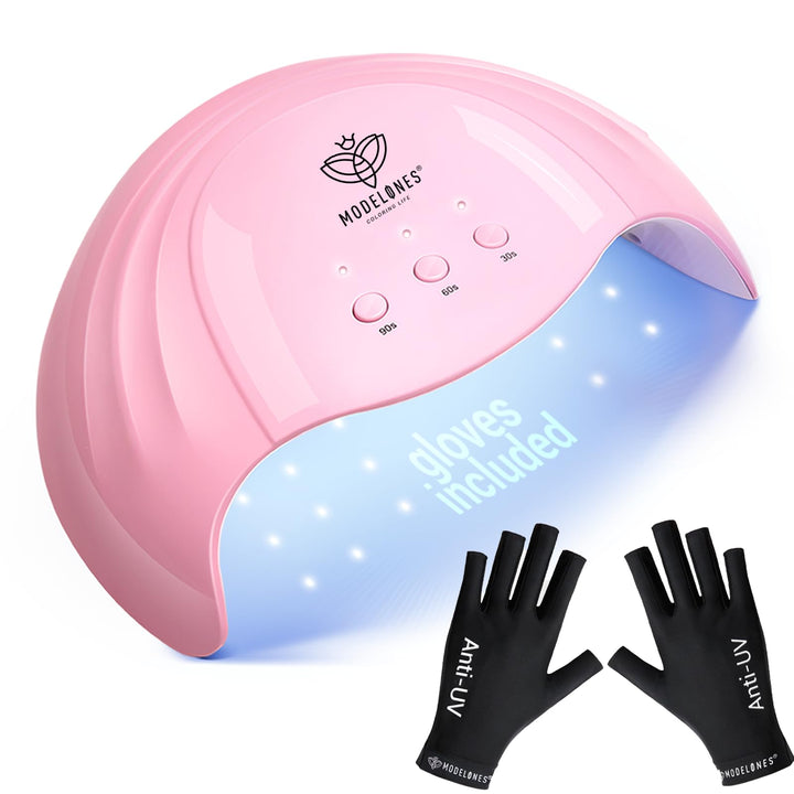 modelones front view of lamp and gloves showing complete kit benefits