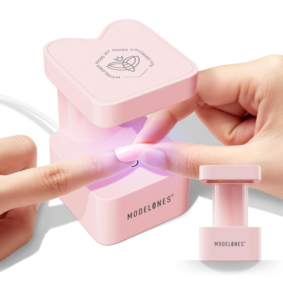 modelones front view pink showing compact lamp and cute design for portable curing