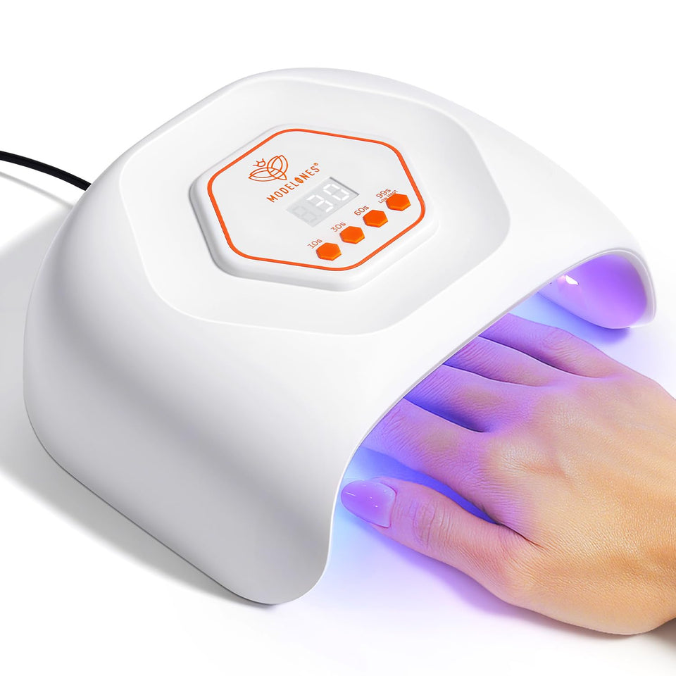 Modelones front view showing sleek lamp design and wide opening for comfort
