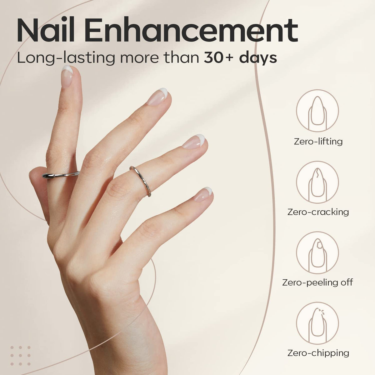 modelones gel applied to nail tip during extension enhancing strength