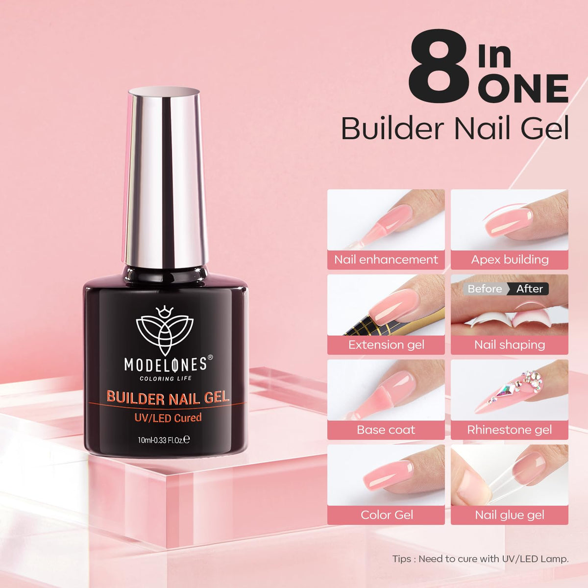 modelones gel texture close-up highlighting self-leveling formula for smooth surface