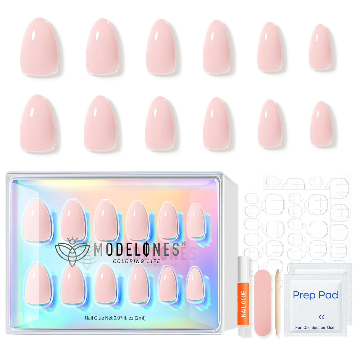 modelones gift box styled on table as presentable gift with elegant pastel pink nails