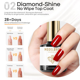 modelones glossy topcoat on nail delivering high-shine, protective finish