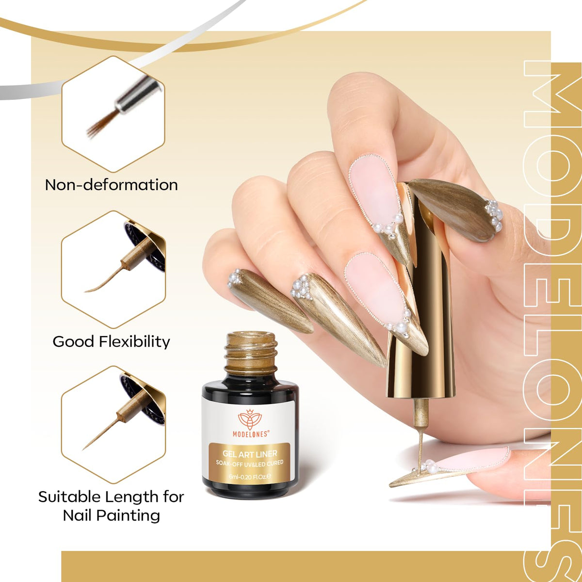 modelones painted nail wheel with gold and silver strokes for design ideas