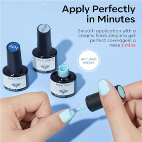 modelones hands displaying blue ombré manicure for salon-quality DIY results