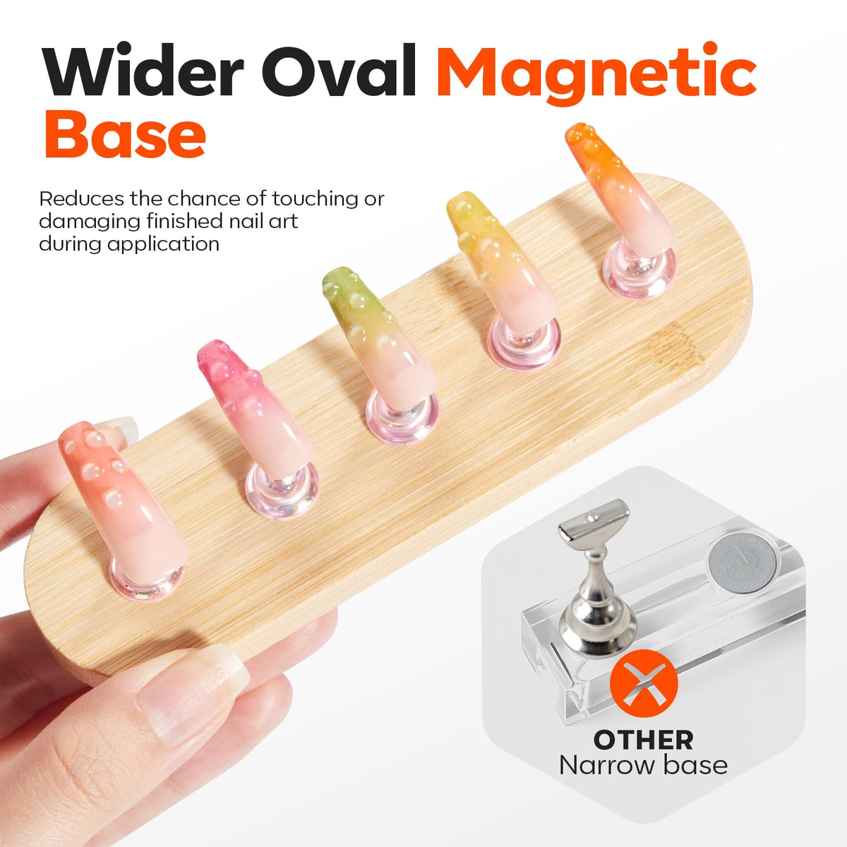 Modelones heart display base staged for photographing finished nails