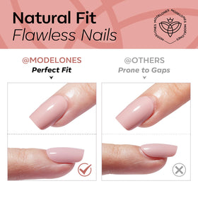 modelones hand holding nails illustrating scale and easy fit benefit