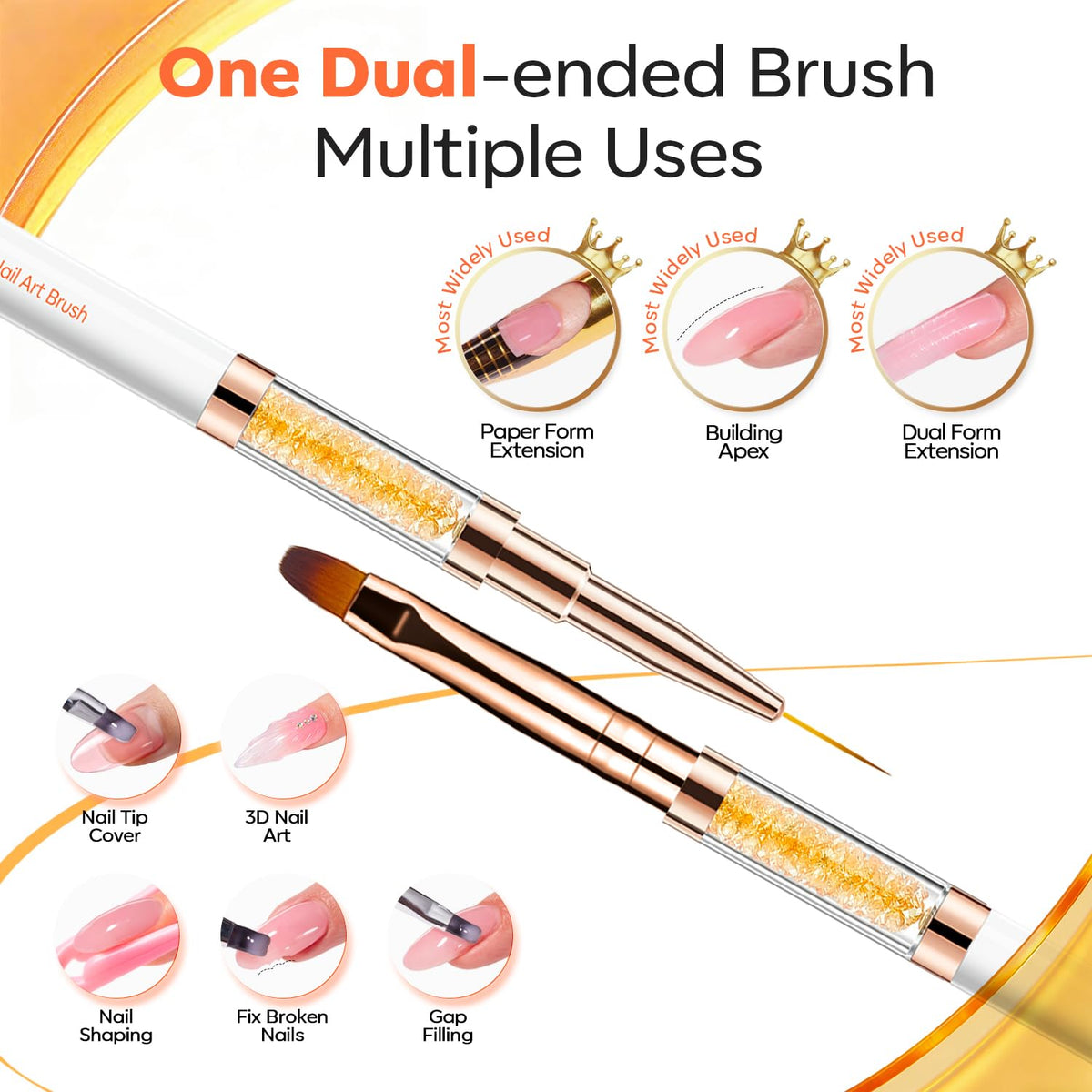 Modelones brush in use applying builder gel for consistent extension shape