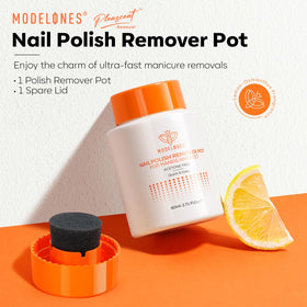 modelones finger dipped into sponge showing fast polish removal benefit