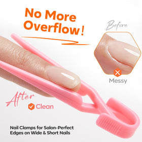 modelones hand using gel brush to sculpt an apex for stronger extensions
