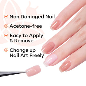 modelones on a manicure desk with tools showing professional-looking DIY results