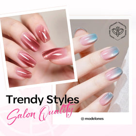 modelones lifestyle diy manicure showing tool use for quick at-home nails