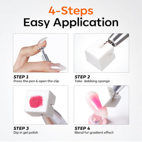 Modelones lifestyle shot of at-home manicure setup for DIY gradient and chrome nail art