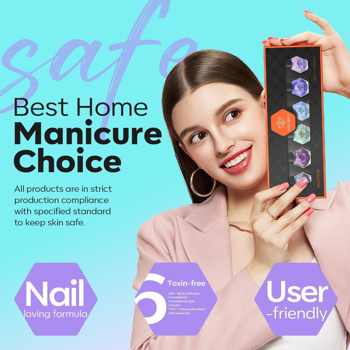 modelones lifestyle manicure setting showing finished nails and everyday wear benefit