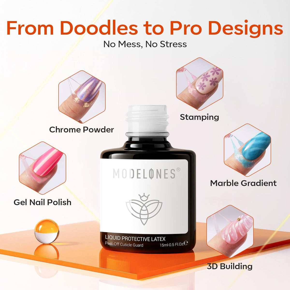 modelones lifestyle manicure setup showing bottles and tools for efficient nail art