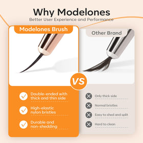 modelones brushes on salon table with polish bottles showing professional home-use scene