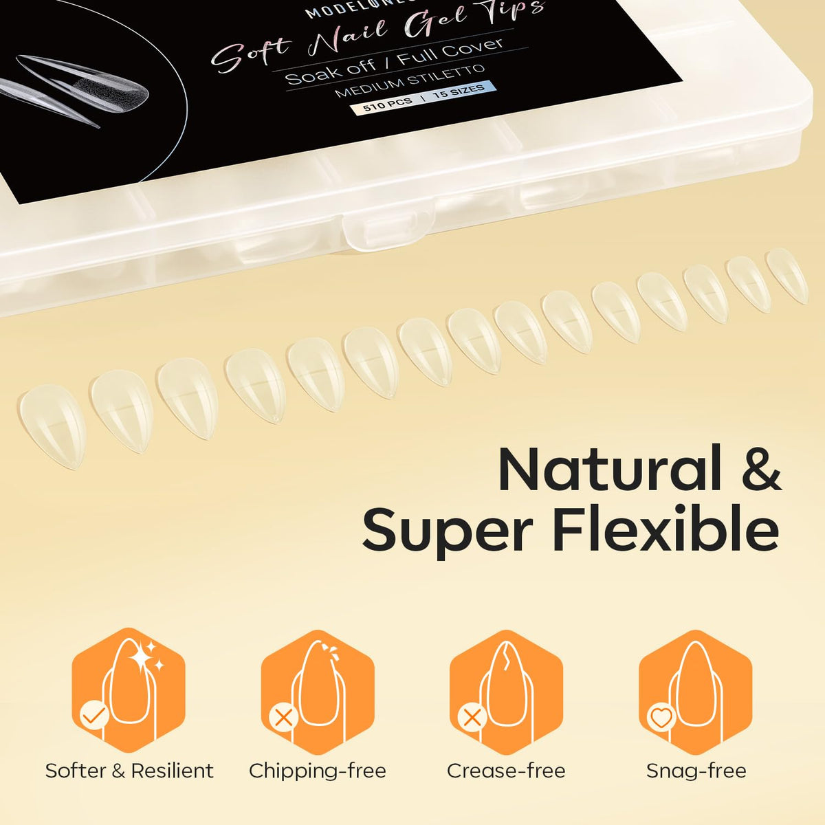 modelones lifestyle shot of worn stiletto nails showcasing long-lasting style benefit