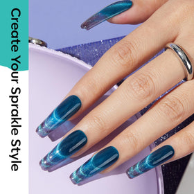 modelones magnet held over nail, creates sharp cat-eye stripe instantly