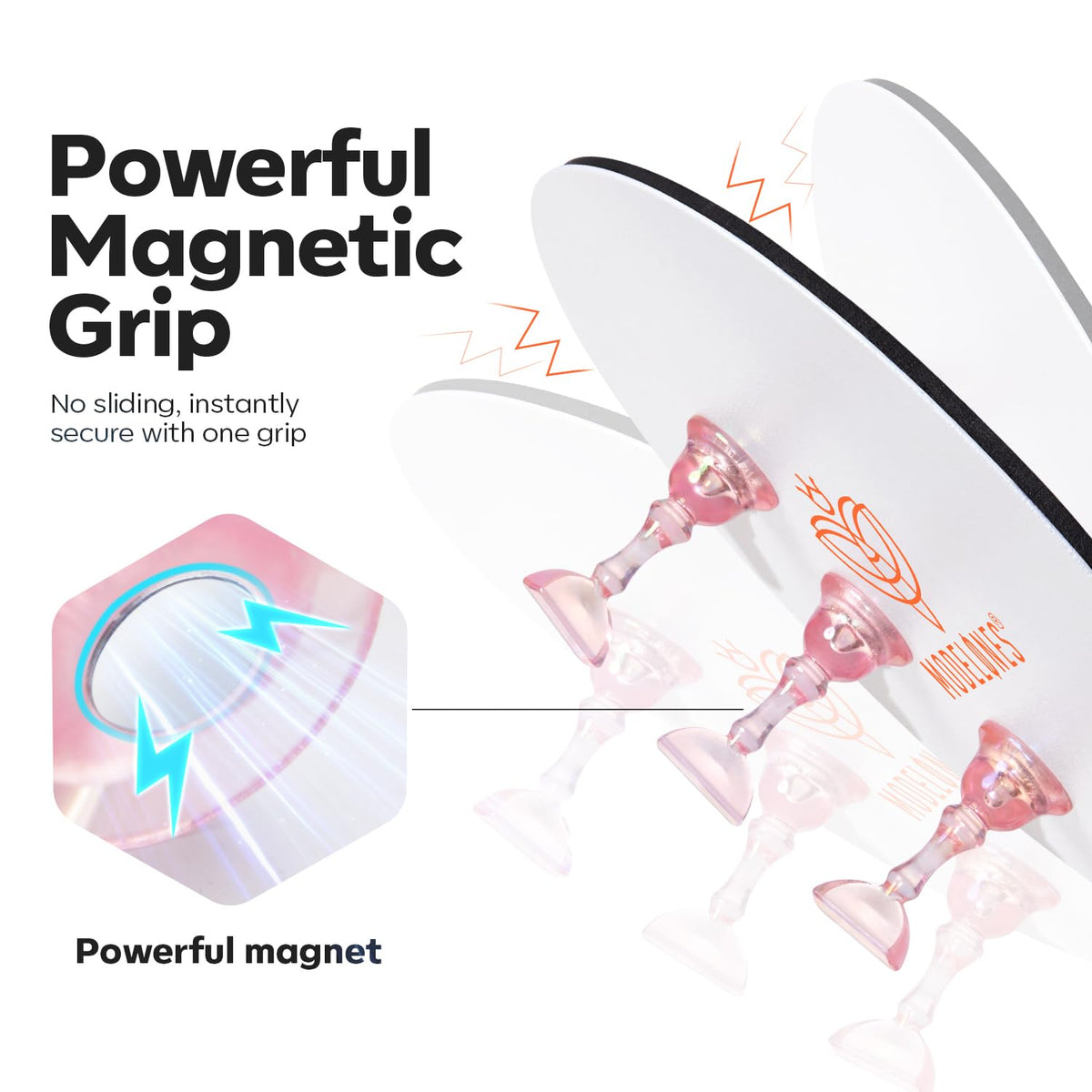 modelones magnetic stand detail highlighting strong magnet and raised height for neat work