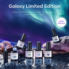 modelones hand with finished manicure showcasing multidimensional shimmer look